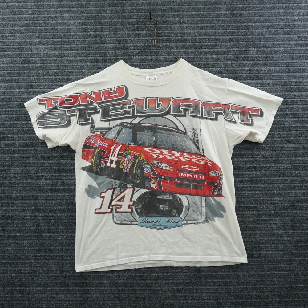 Chase‎ Authentics Tony Stewart T-Shirt Mens XL White NASCAR Racing Y2K Graphic
